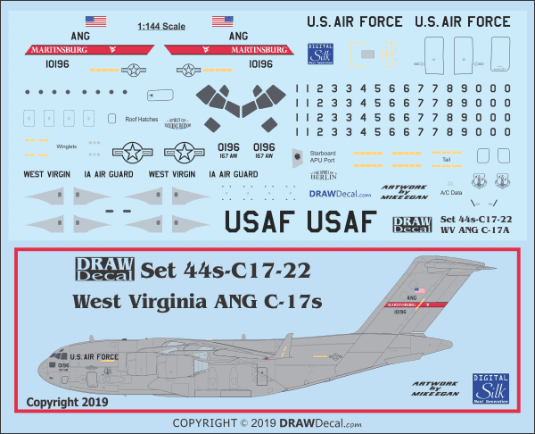 West Virginia ANG C-17 Globemaster III decals.