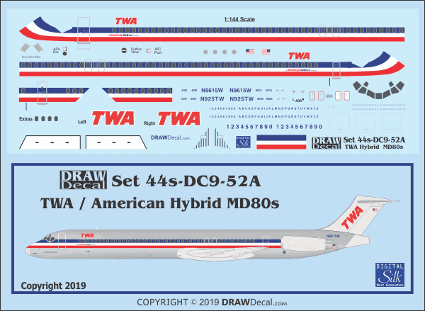 TWA/American Hybrid MD80 decal.