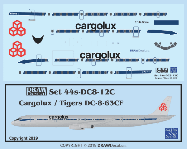 Cargolux hybrid Flying Tiger DC-8-63CF decal.