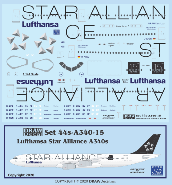 Decal for Lufthansa Star Alliance A340-300s.
