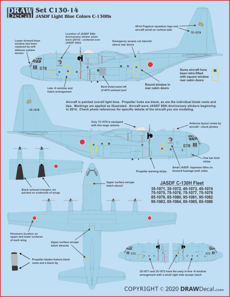Decal for the light blue scheme for JASDF C-130Hs.